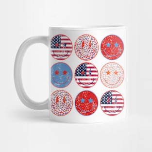 American Smiley Face, Independence Day, Patriotic, 4th Of July, American Women, Retro USA Flag Mug